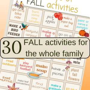 FREE fall activities list for families (30 days)