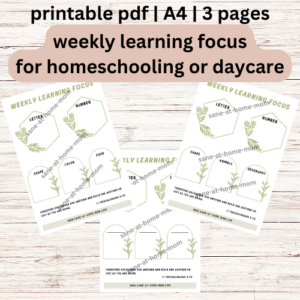 Weekly Learning Focus Printable